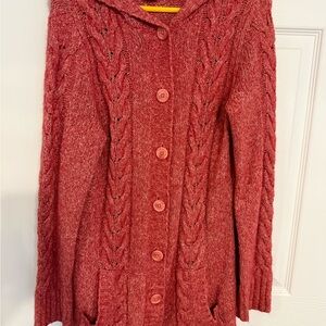 L.L. Bean Women's pink Button-Up Fishermans LONG Cardigan- Y2K hard to find!!!!